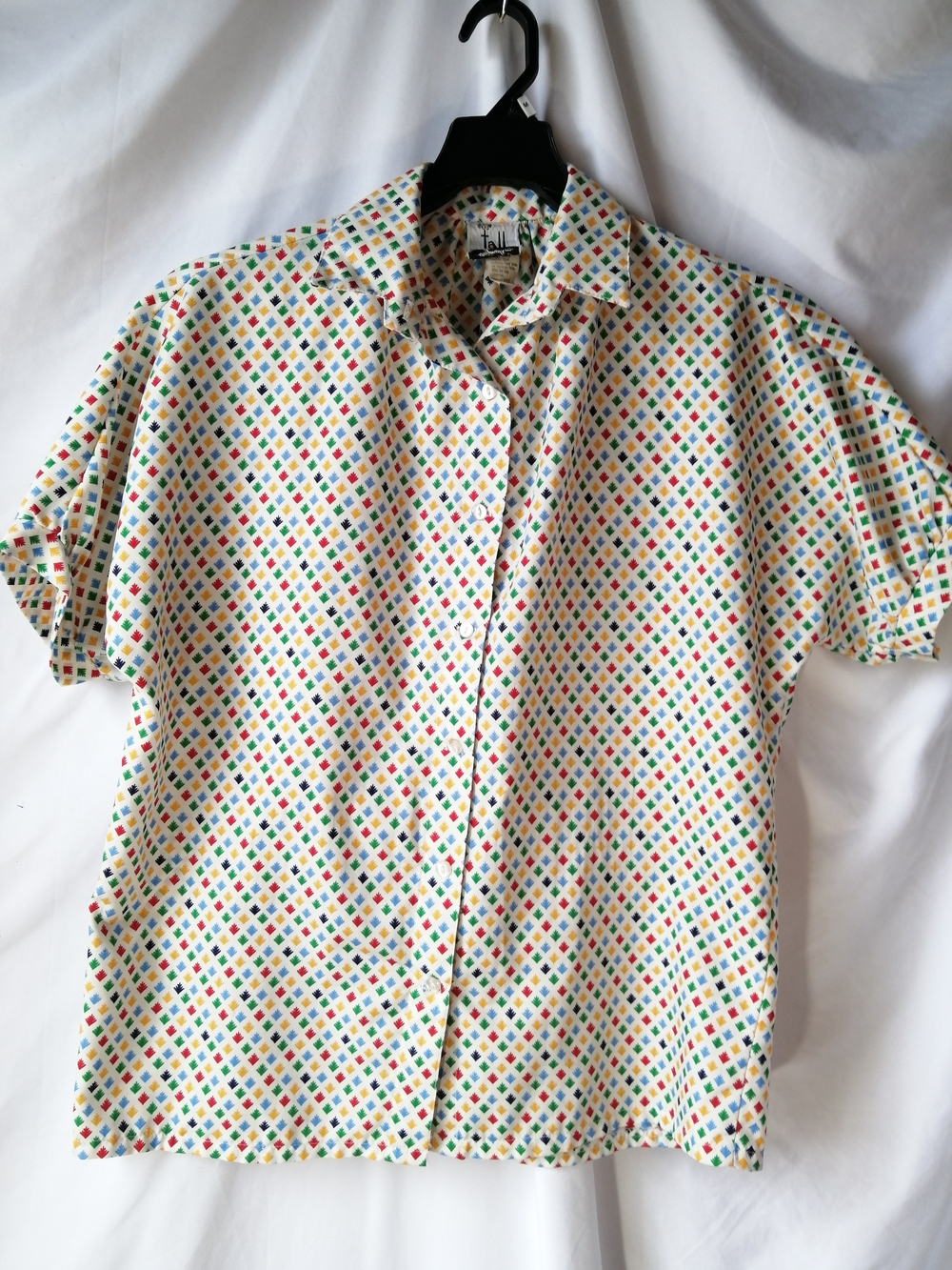 Multicolor Diamond Print Short-Sleeve Shirt - Unbranded